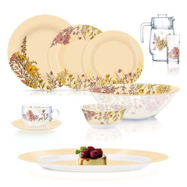 Набор столовой посуды Luminarc Bueno Brush, 46 шт, 6 персон, кремовый/прозрачный Набор столовой посуды Luminarc Bueno Brush, 46 шт, 6 персон, кремовый/прозрачный