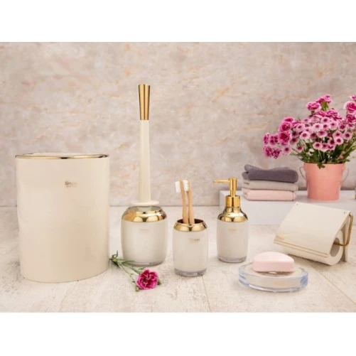 Набор для ванной Limon OP-48901, бежевый/золотистый, 6 шт Набор для ванной Limon OP-48901, бежевый/золотистый, 6 шт