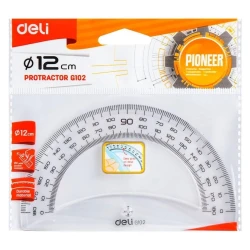 Транспортир Deli Pioneer G102 пластик, прозрачный, 12 см