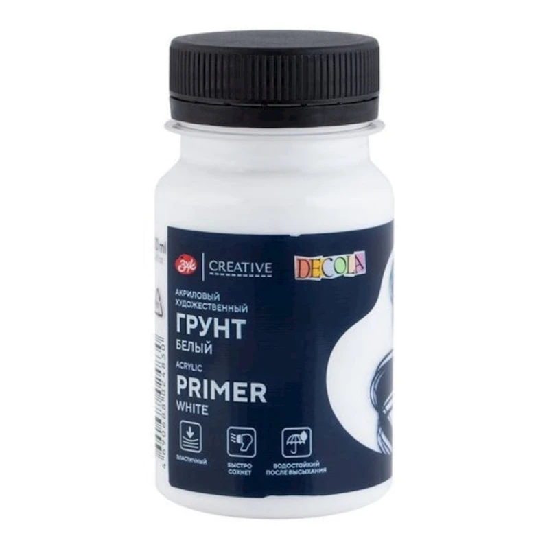 Грунт акриловый художественный Decola Primer White, 1 шт, 100 мл, белый