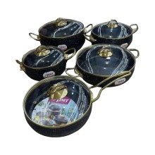 Qab-qacaq dəsti PMT BTC-008, qapaqlı, qranit, qara, 10 parça