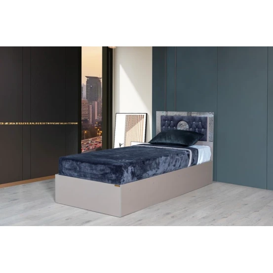 Односпальная кровать Woodpecker Versace, ламинат, серая, 95x115x205 см