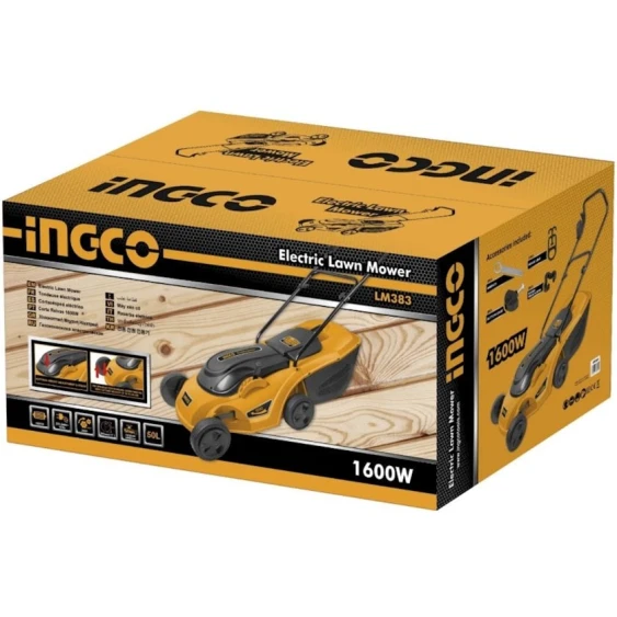 Электрическая газонокосилка Ingco LM383, желтый, 1600 Вт, 50 л, 380 мм Электрическая газонокосилка Ingco LM383, желтый, 1600 Вт, 50 л, 380 мм