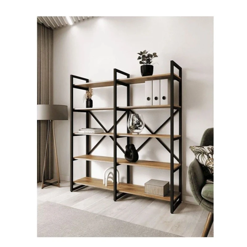 Stellaj 3563_LoftBruno5LongVotan, 133.5x34.4x150 sm, LDSP, qəhvəyi