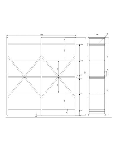 Stellaj 3563_LoftBruno5LongVotan, 133.5x34.4x150 sm, LDSP, qəhvəyi