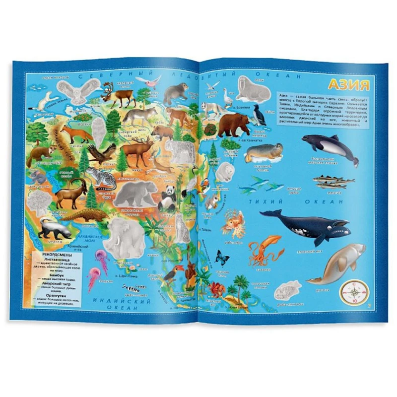 Книга Атлас мира с наклейками. Обитатели рек, морей и океанов Книга Атлас мира с наклейками. Обитатели рек, морей и океанов