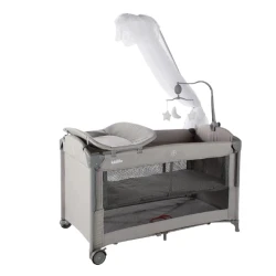 Manej-çarpayı Kidilo T-702L, açıq boz, 125×65×74 sm