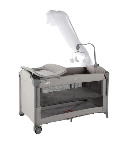 Manej-çarpayı Kidilo T-702L, açıq boz, 125×65×74 sm