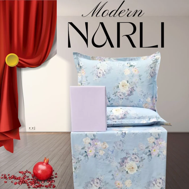 Комплект постельного белья Narlı 1174, пододеяльник 200x220 см, простыня 240х260 см, наволочки 50х70 см, двуспальный, хлопок, разноцветный