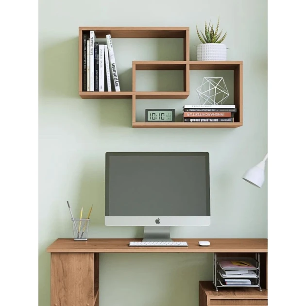 Настенная полка Art Mebel 265, ламинат,110х60х15 см, коричневая