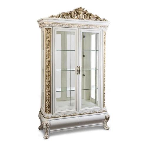 Буфет Era Mebel Alsu 2, 141х59х245 см, белый/золотистый Буфет Era Mebel Alsu 2, 141х59х245 см, белый/золотистый