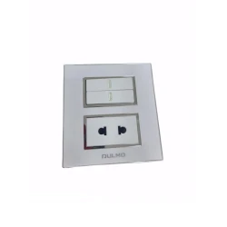 Выключатель двойной с розеткой Aulmo, белый