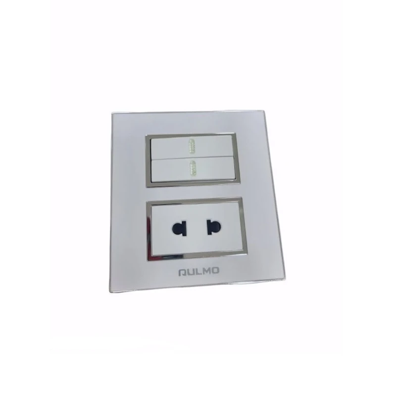 Выключатель двойной с розеткой Aulmo, белый