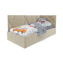 Tək nəfərlik çarpayı Art_tek_yataq(100) 80, laminat/parça, qəhvəyi, 200x85x100 sm