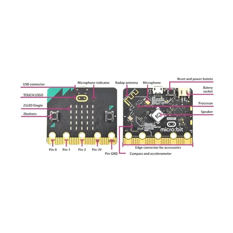 Proqramlaşdırma dəsti Elecfreaks BCC Micro:bit V2.2, 42x52 mm Proqramlaşdırma dəsti Elecfreaks BCC Micro:bit V2.2, 42x52 mm