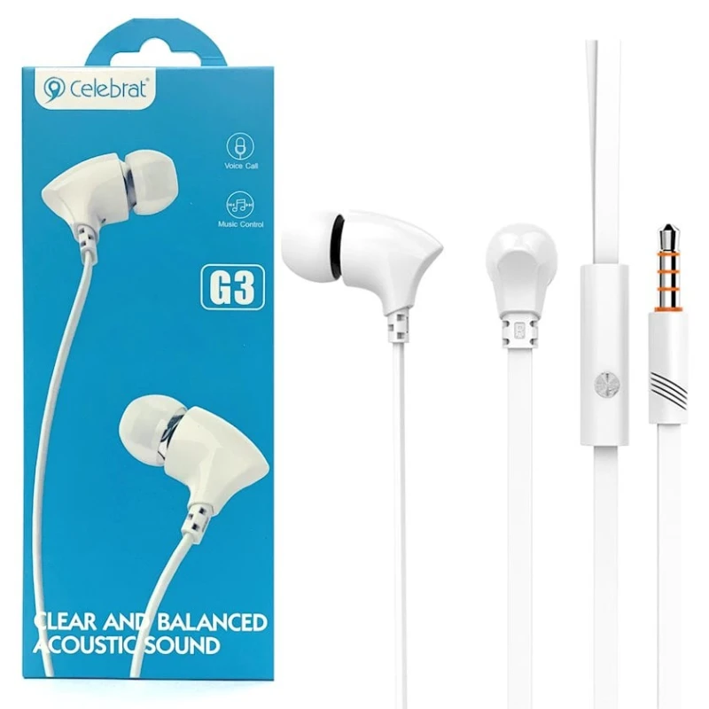 Проводные наушники Celebrat G3 White Проводные наушники Celebrat G3 White