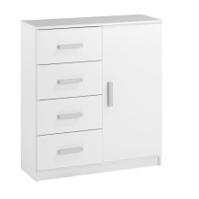 Komod JYSK Tapdrup 79х35х88 sm, 4 qutu, 1 qapı, ağ