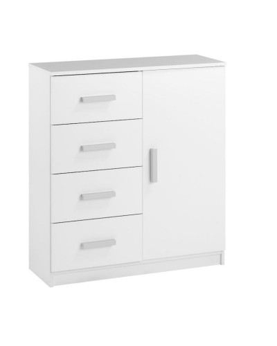 Komod JYSK Tapdrup 79х35х88 sm, 4 qutu, 1 qapı, ağ