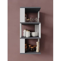 Полка настенная Art Mebel 18, ламинат, 68х30х20 см, серая/белая Полка настенная Art Mebel 18, ламинат, 68х30х20 см, серая/белая