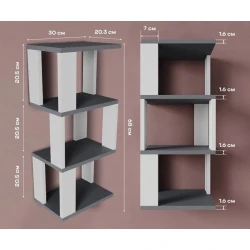 Полка настенная Art Mebel 18, ламинат, 68х30х20 см, серая/белая Полка настенная Art Mebel 18, ламинат, 68х30х20 см, серая/белая