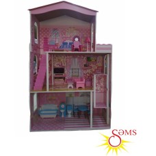Kukla evi mebel ilə, çəhrayı, plastik, 3 yaşdan