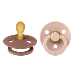 Набор симметричных пустышек BIBS Colour, 2 шт, 0-6 месяцев, латекс, розовый/коричневый