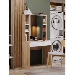 Туалетный столик Art Mebel 48, ЛДСП, 150x80x40 см, белый/сонома Туалетный столик Art Mebel 48, ЛДСП, 150x80x40 см, белый/сонома