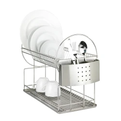 Сушилка для посуды Wenko Duo, 33x49x21 см, нержавеющая сталь, с поддоном, серебристая