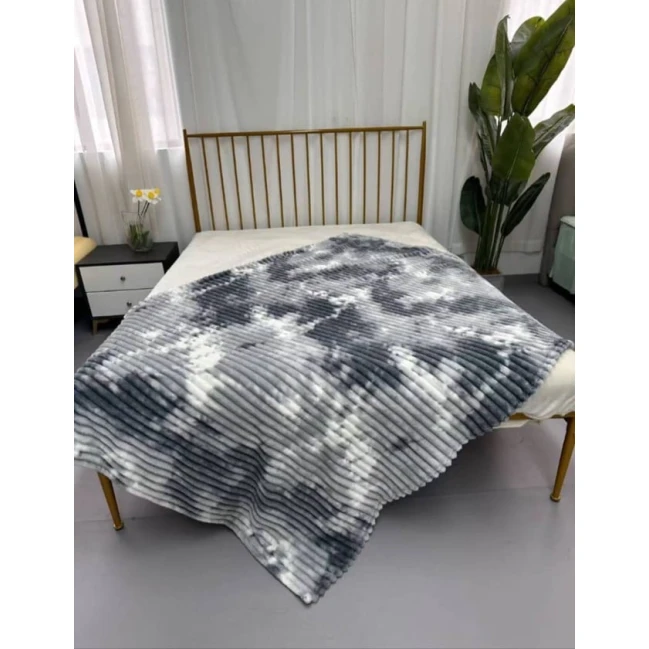 Pled-örtük MiraNova CTS-637, velür, boz/ağ, 160х220 sm