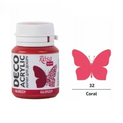 Акрил для декора Rosa Talent 32, глянцевый, коралловый, 20 мл