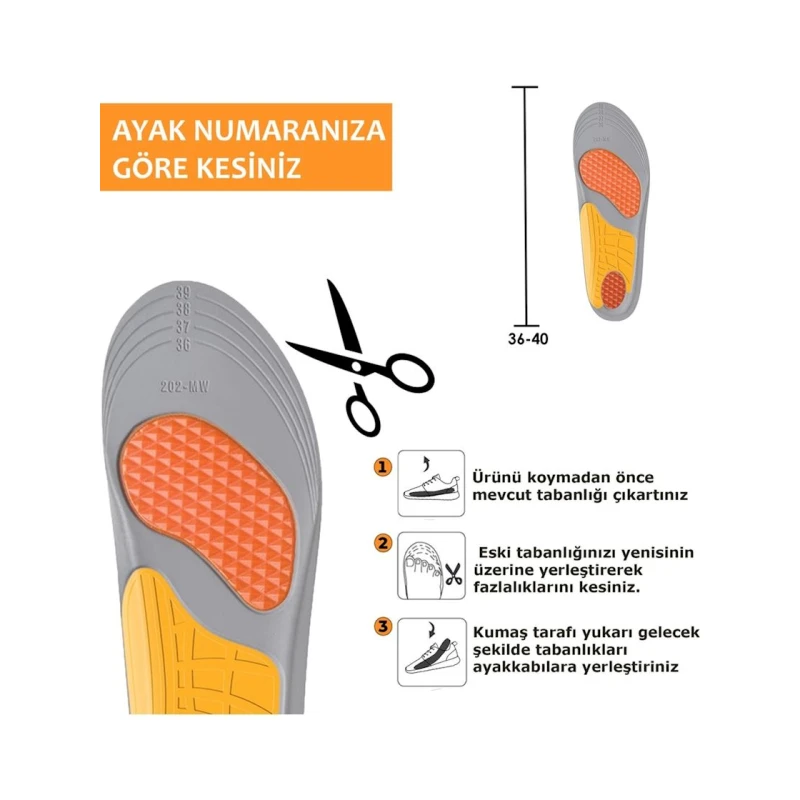 Ayaqqabı üçün içliklər Active Team Ortosole 202-MW, ölçü 36-40, 25 sm