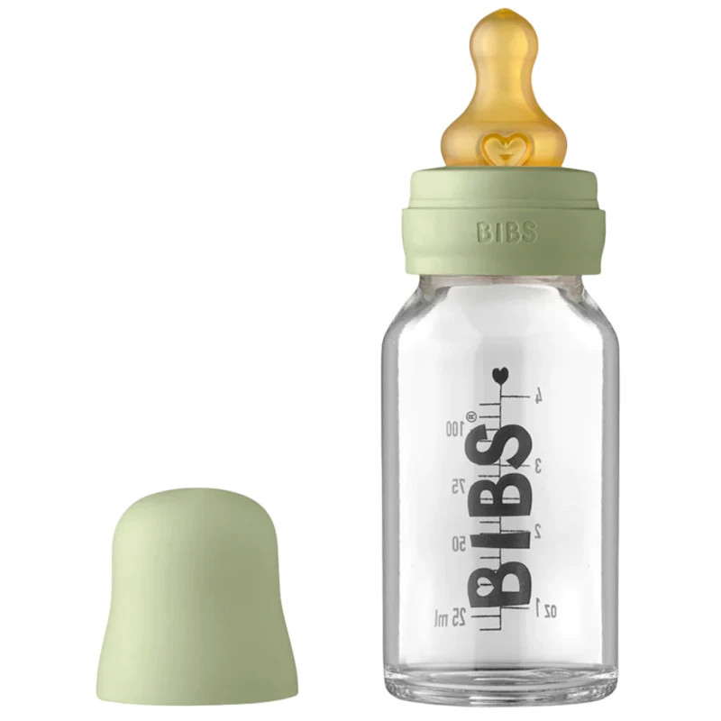 Бутылочка для кормления BIBS Baby Bottle Complete Set 0+ месяцев, 110 мл, стекло/латекс, зеленая