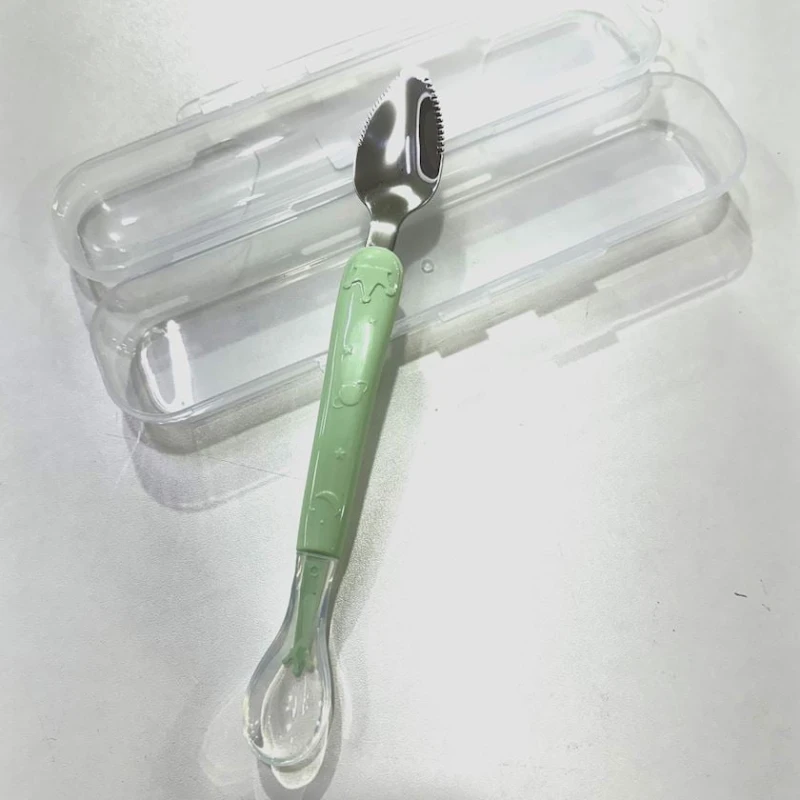 Детская ложка 2Q000001G, силикон, 22 см, зеленая Детская ложка 2Q000001G, силикон, 22 см, зеленая