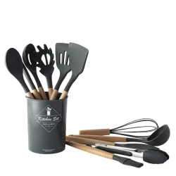 Набор поварских лопаток Sarina 5395, силикон, черный/коричневый Набор поварских лопаток Sarina 5395, силикон, черный/коричневый