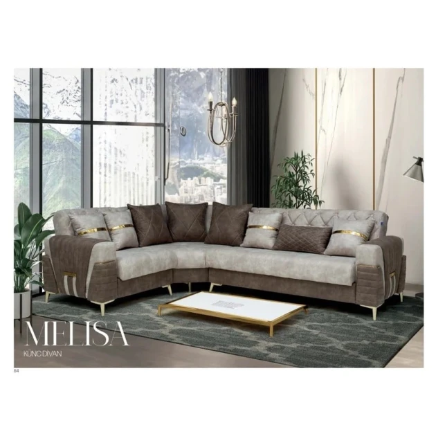 Угловой диван Stil Mebel Melisa, 305/220x80x90 см, серый/коричневый Угловой диван Stil Mebel Melisa, 305/220x80x90 см, серый/коричневый