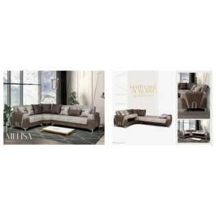 Угловой диван Stil Mebel Melisa, 305/220x80x90 см, серый/коричневый Угловой диван Stil Mebel Melisa, 305/220x80x90 см, серый/коричневый