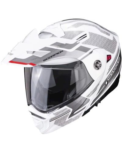 Motosiklet dəbilqəsi Scorpion ADX-2 Carrera Pearl White-Silver, ölçü XXL, ağ/boz