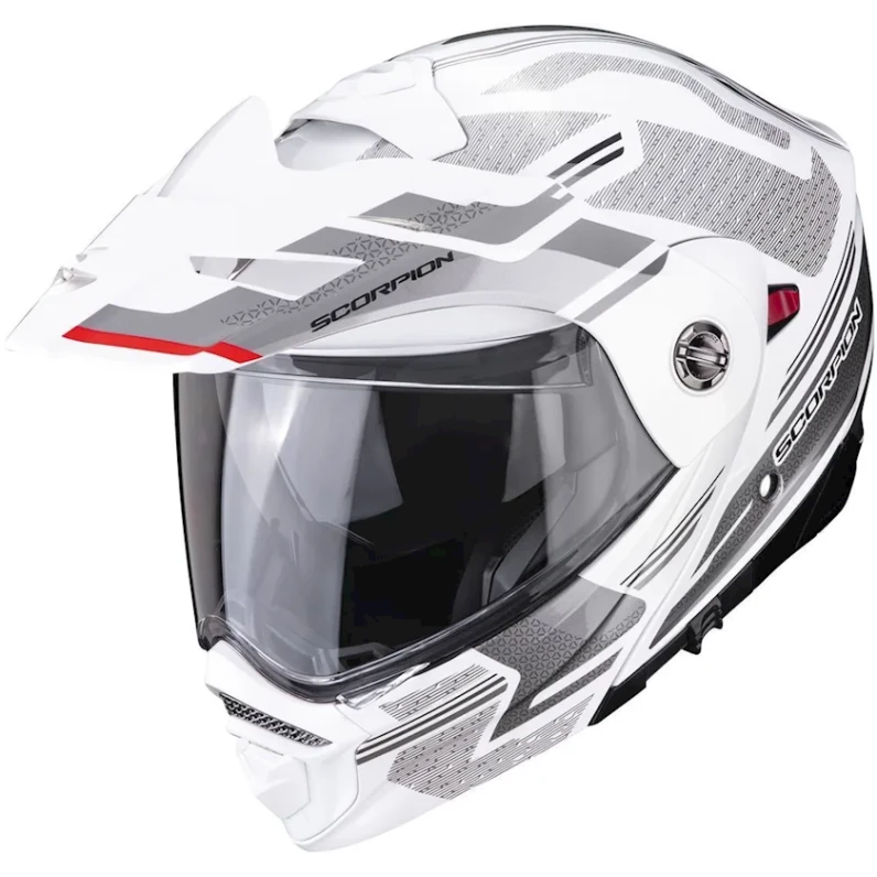 Motosiklet dəbilqəsi Scorpion ADX-2 Carrera Pearl White-Silver, ölçü XXL, ağ/boz