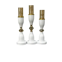 Набор подсвечников PH-23 белый, стекло/нержавеющий металл, 3 шт, 35x40x45 см