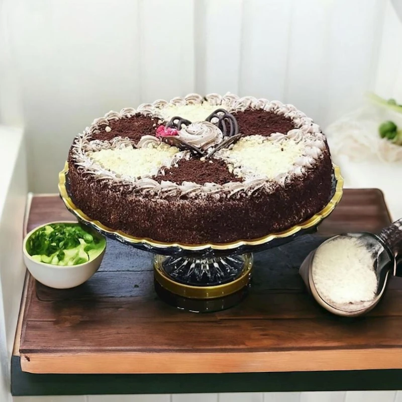 Tort qabı BTC-085, şüşə, şəffaf/qızılı, 29 sm