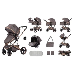 Детская коляска Belecoo 580-2, 3 в 1, коричневая