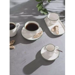 Чашка для кофе ID-Fine Modest Green Alzar, фарфор, белая/зеленая, 270 мл Чашка для кофе ID-Fine Modest Green Alzar, фарфор, белая/зеленая, 270 мл