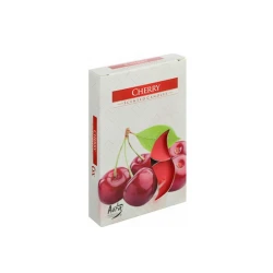 Ətirli şam dəsti Bispol Cherry, 6 əd, 1.5x3.9 sm, parafin, 4 saat yanma, şamdanda, qırmızı