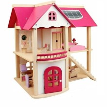 Kukla evi 55х37.5х52.5 sm, mebel ilə, çəhrayı/bej