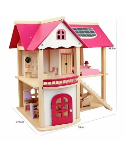 Kukla evi 55х37.5х52.5 sm, mebel ilə, çəhrayı/bej