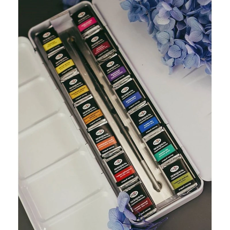 Набор акварельных красок Гамма Ботаническая иллюстрация 200622_7121, 14 цветов по 2.6 мл Набор акварельных красок Гамма Ботаническая иллюстрация 200622_7121, 14 цветов по 2.6 мл