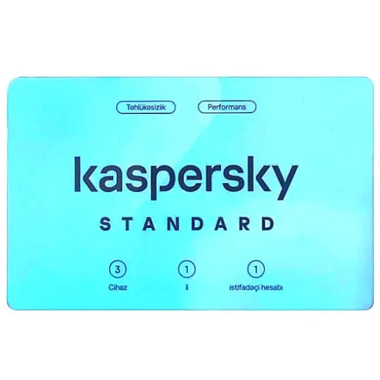 Antivirus Kaspersky Standart Security uzadılma kartı 3 cihaz üçün 1 il üçün Antivirus Kaspersky Standart Security uzadılma kartı 3 cihaz üçün 1 il üçün