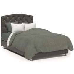 Односпальная кровать Art_tek_yataq (100) 30, ламинат/текстиль, серая, 200x85x100 см