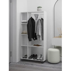 Вешалка с полками, ЛДСП, белое тиснение, 147x25x75 см Вешалка с полками, ЛДСП, белое тиснение, 147x25x75 см