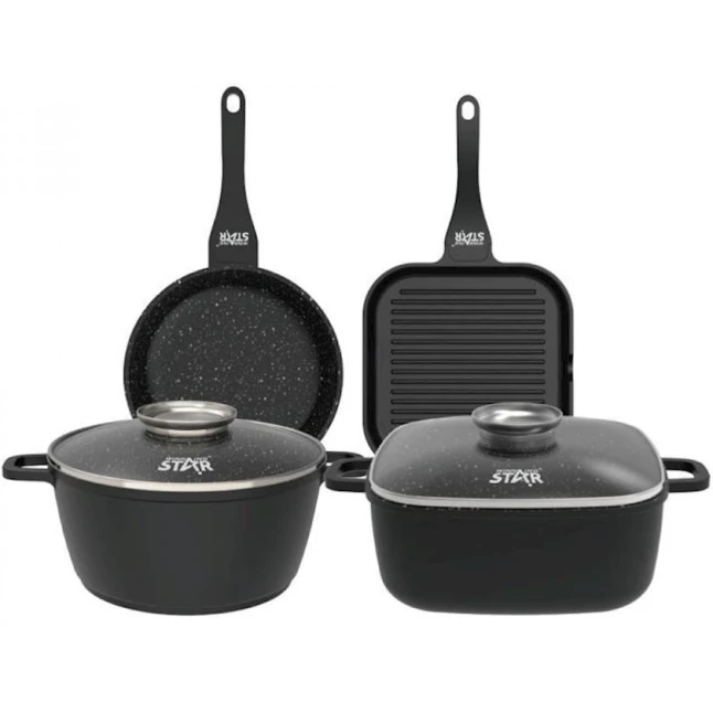 Qazan dəsti Winning Star ST-5209, qara, 4 parça Qazan dəsti Winning Star ST-5209, qara, 4 parça